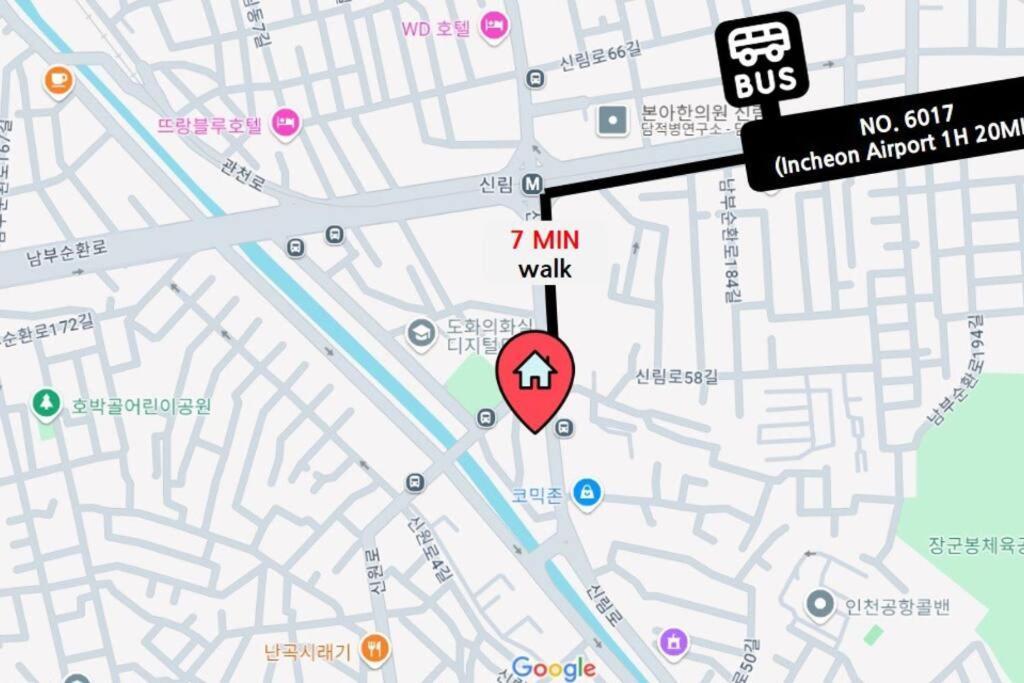 Monoroom Sillim Station 3min, High Floor View, Gangnam Station, Hongdae Station 20min, Airport Bus Stop 7min, Bedding Villa *